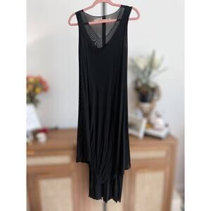 Cynthia Ashby Sheer Mesh Layered Tiered Maxi Tank Dress Black Women's Size Small